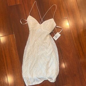 B Darlin White Sequin Mini Dress